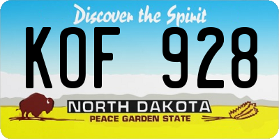 ND license plate KOF928