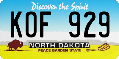 ND license plate KOF929