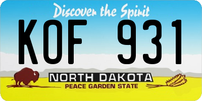 ND license plate KOF931