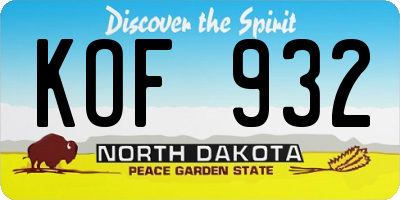 ND license plate KOF932