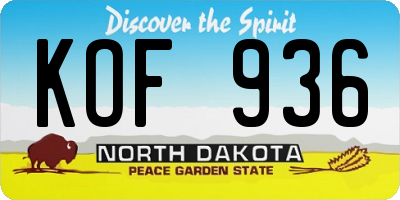 ND license plate KOF936