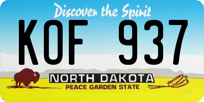 ND license plate KOF937