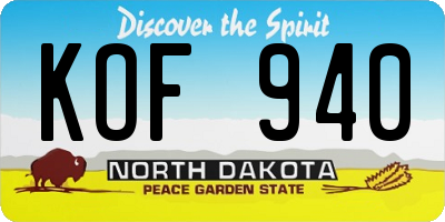 ND license plate KOF940