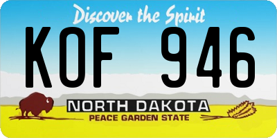 ND license plate KOF946