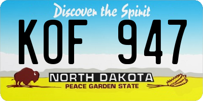 ND license plate KOF947