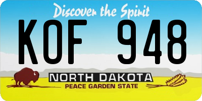 ND license plate KOF948