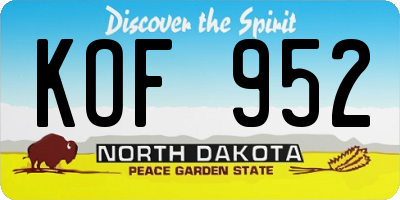 ND license plate KOF952