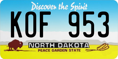 ND license plate KOF953