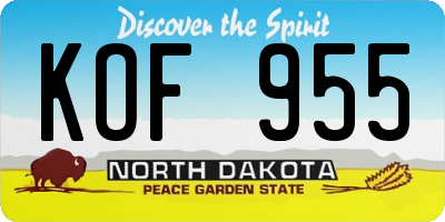 ND license plate KOF955