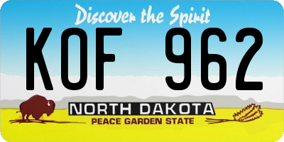 ND license plate KOF962
