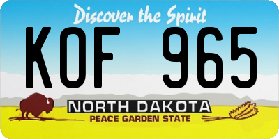 ND license plate KOF965