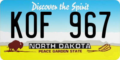 ND license plate KOF967