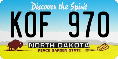 ND license plate KOF970