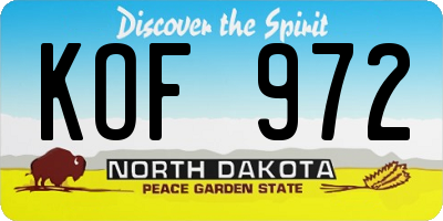 ND license plate KOF972