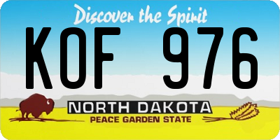 ND license plate KOF976