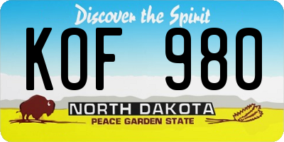 ND license plate KOF980