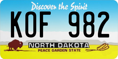 ND license plate KOF982