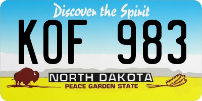 ND license plate KOF983