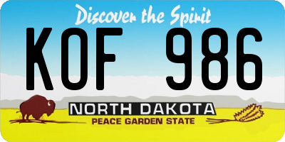 ND license plate KOF986