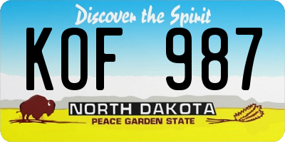 ND license plate KOF987