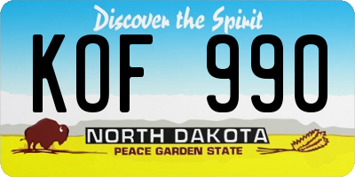 ND license plate KOF990