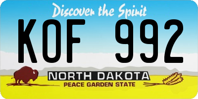 ND license plate KOF992