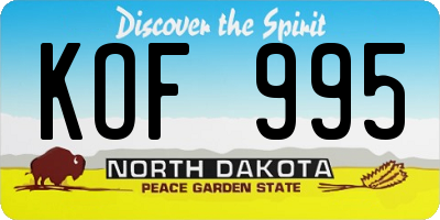 ND license plate KOF995