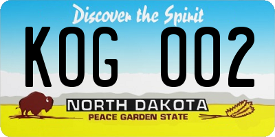 ND license plate KOG002