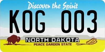 ND license plate KOG003