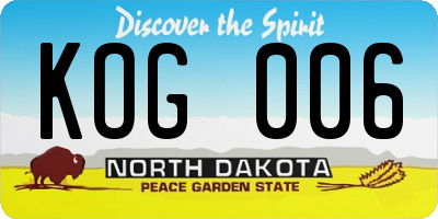 ND license plate KOG006