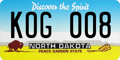 ND license plate KOG008