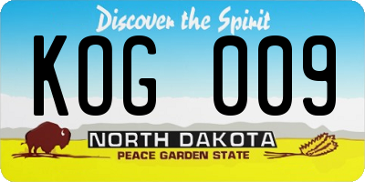 ND license plate KOG009