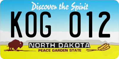 ND license plate KOG012