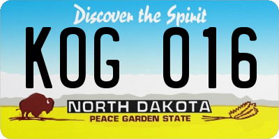 ND license plate KOG016