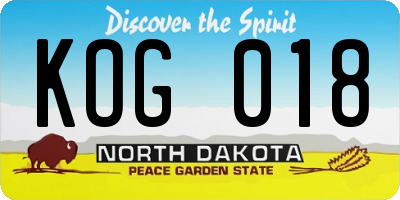ND license plate KOG018