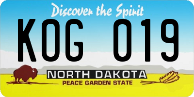 ND license plate KOG019