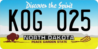 ND license plate KOG025