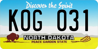 ND license plate KOG031