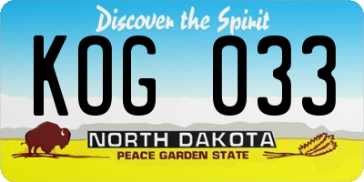 ND license plate KOG033