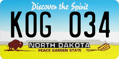 ND license plate KOG034