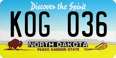 ND license plate KOG036