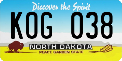 ND license plate KOG038