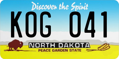 ND license plate KOG041