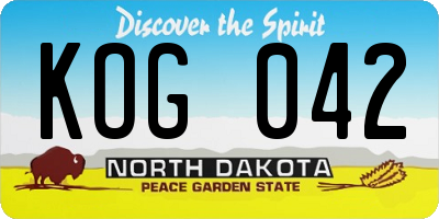 ND license plate KOG042
