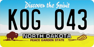 ND license plate KOG043