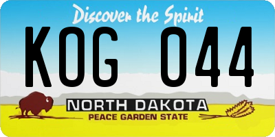 ND license plate KOG044