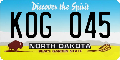 ND license plate KOG045
