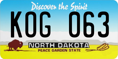 ND license plate KOG063