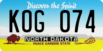 ND license plate KOG074