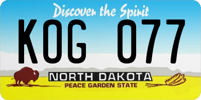 ND license plate KOG077